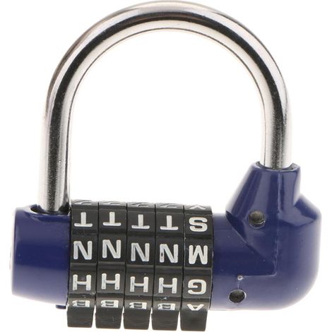 Alliage De Zinc 5 Lettres De Cadran Combinaison Cadenas Code Mot De Passe Serrure Bleu (1/5)