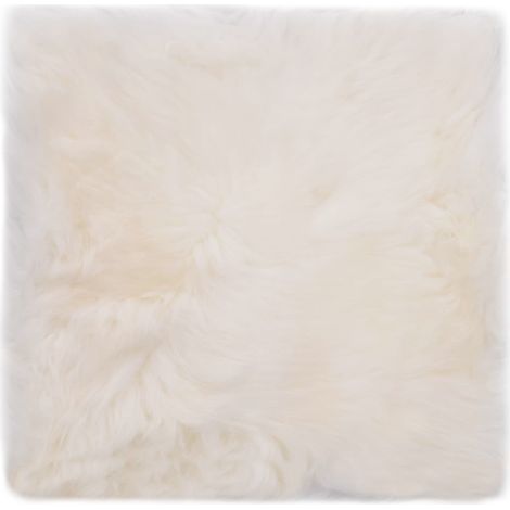 INLIFE Coussins de chaise 2 pcs Blanc 40x40cm Peau de mouton véritable (1/5)