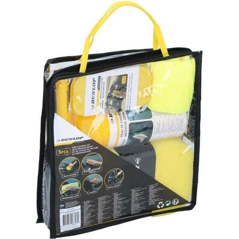 Dunlop Set di Pulizia Auto in Microfibra Giallo - Confezione Completa (1/3)