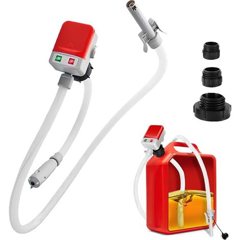 Pompe Carburant Électrique avec Stop Automatique, Pompe de Transfert de Carburant Auto Stop, Pompe Essence Electrique avec Adaptateur 3 Tailles und 1,3 M Tuyau pour Huile Essence Diesel (9 LPM) (1/5)