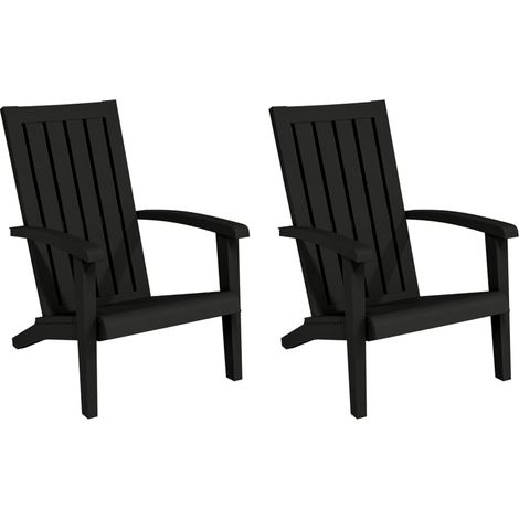 vidaXL Sedie Adirondack da Giardino 2 pz in Polipropilene Nero