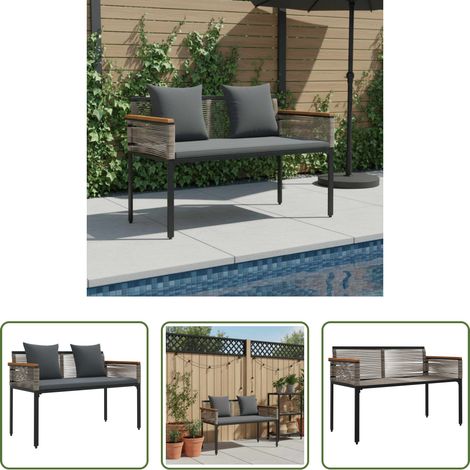 Terrassenbank - Bank Outdoor Grau und Dunkelgrau 117 x 54 x 74,5 cm Poly-Rattan (1/5)