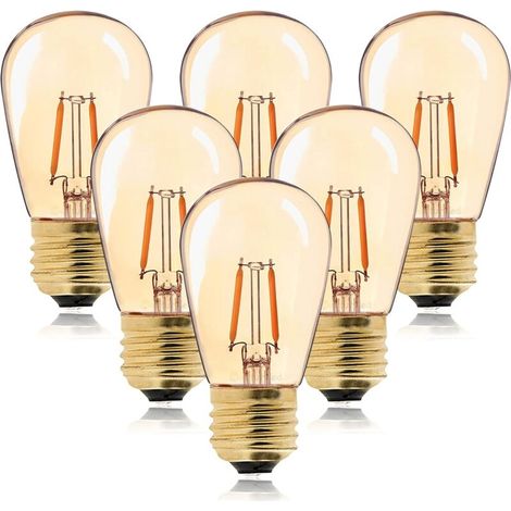 Ampoule LED ST45 Vintage Edison Filament E27 1W Équivalent 10 W Ampoules à Incandescence, Super Blanc Chaud 2200K, Doré en Verre Lampe Décorative, Non Variable, Ambre, Lot de 6
