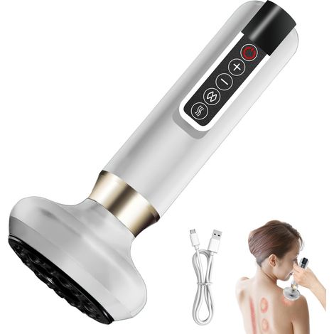 Masseur Anti Cellulite 12 Niveaux Appareil de Gua Sha à Usage Domestique Anti Cellulite Puissant Appareil Masseur Ventouse Electrique Anti Cellulité Sculpture (Blanc)