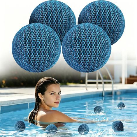 Lot de 4 absorbeurs de mousse réutilisable de 7 cm pour éliminer les balles en éponge, absorbeur d'huile, nettoyeur en mousse pour piscines et piscines - Transparent (1/5)
