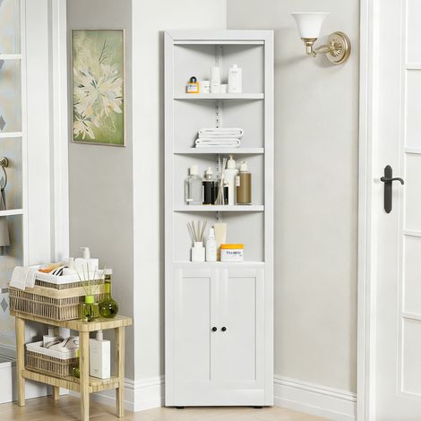 5 Niveaux et 2 Portes Meuble d'Angle en Métal Rangement Cuisine Garde-Manger Gain de Place 180cm (1/5)
