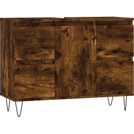 Meubles de Rangement,Armoire salle de bain chêne fumé 80x33x60cm bois d'ingénierie CFW603687 (1/5)