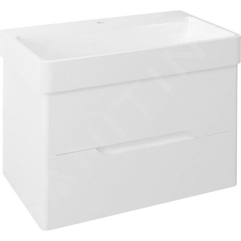 MEDIENA Meuble sous-vasque 76x51x48,5cm, blanc mat/blanc mat (1/3)