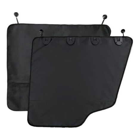 Lot de 2 protections de portière de voiture pour chiens, imperméables, anti-rayures, avec poches en maille pour voitures, camions, SUV (noir) (1/5)