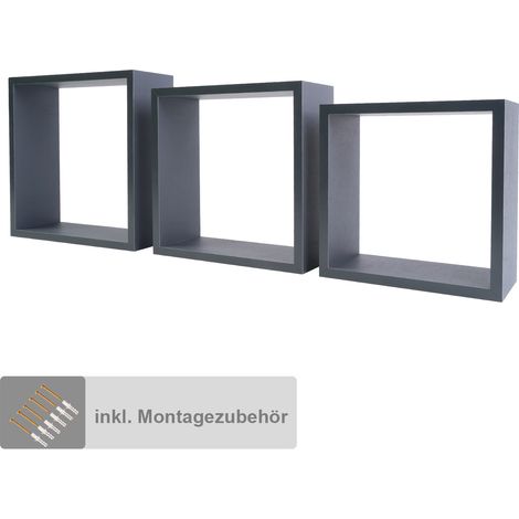Wandregal-Set quadratisch in Grau