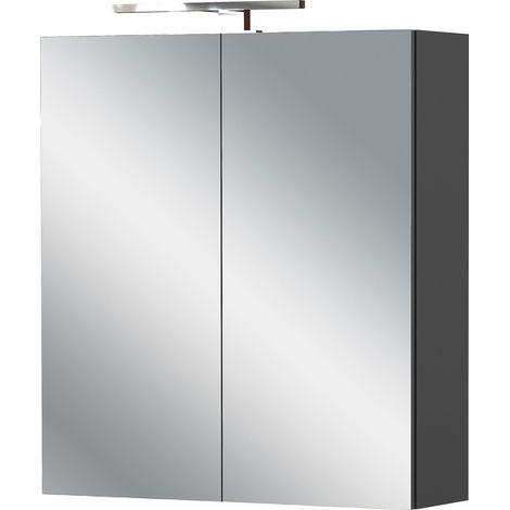 Armoire de toilette 2 portes 60x22x71 cm gris foncé