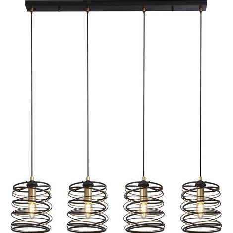 Searchlight Spring Suspension Barre 4 Lumières, Noir Et Or (1/3)