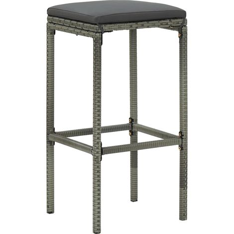Maison Exclusive - Sgabelli da Bar con Cuscini 3 pz Grigi in Polyrattan