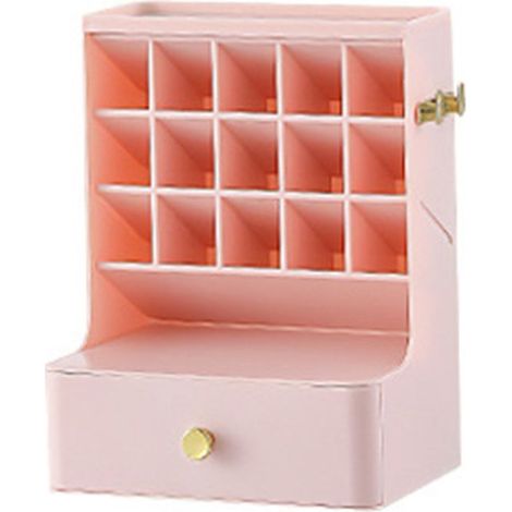 Boîte de Rangement Cosmétique Multifonction Grand Espace Organisateur Maquillage Tiroir pour Bijoux Rouge à Lèvres Rose Sakura (1/5)