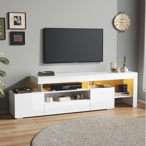 mobile contenitore 192 cm TV LED bianco lucido elegante OKMYHOME (1/5)