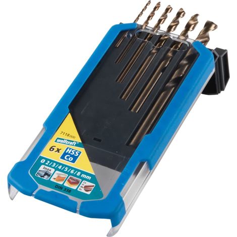Wolfcraft Metallbohrer-Set HSS-Co 7118000 Ø 2 - 8 mm 6-teilig Rundschaft Metallbohrer (1/4)