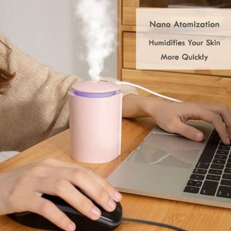 USB-Luftbefeuchter mit ätherischen Ölen, 260-ml-Tank, für Schlafzimmer, Rosa (1/5)