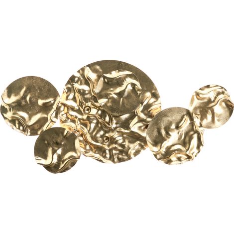 Decoración de pared glamurosa pieza decorativa de arte 3D con forma irregular de metal hierro dorado Calry