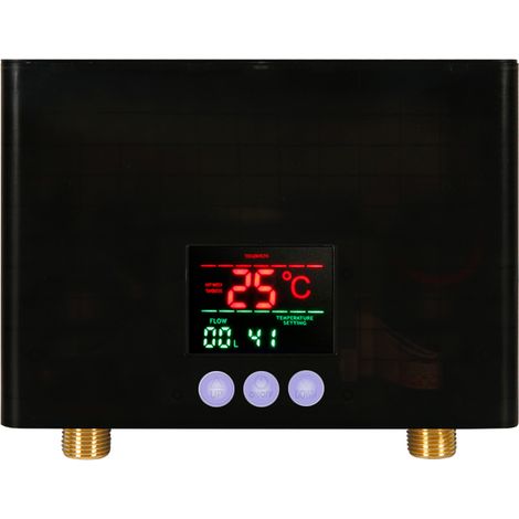 Chauffe-eau instantané 3KW Mini chauffe-eau électrique sans réservoir mural avec affichage LED télécommande de réglage de la température à 3 niveaux, Noir, prise UE (1/5)