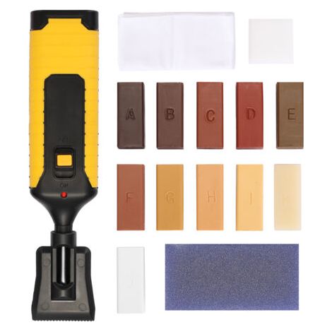 Kit de réparation de la maison de ménage Réparations du sol DIY outil de planche en bois multifonctionnel en bois rayures utilitaire réparateur avec 11 blocs de cire (1/5)