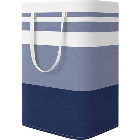 Grand panier à linge imperméable, autoportant et pliable, idéal pour les dortoirs et les maisons (bleu, 75 litres)