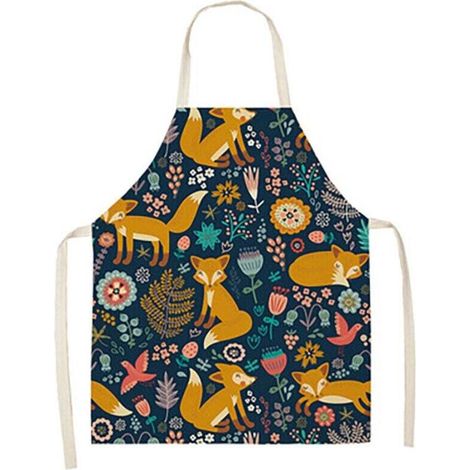Leinenschürze mit Dschungelfuchsmuster, fleckenabweisendes Küchen- und Innenlätzchen, ärmelloses Kinderlätzchen mit Bindeband.