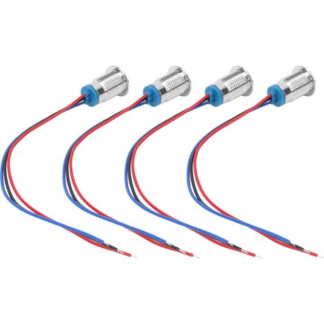 jeux de LED rondes précâblées étanches bicolores à anode commune, 12/24 V, 12 mm (rouge et bleue) (1/5)