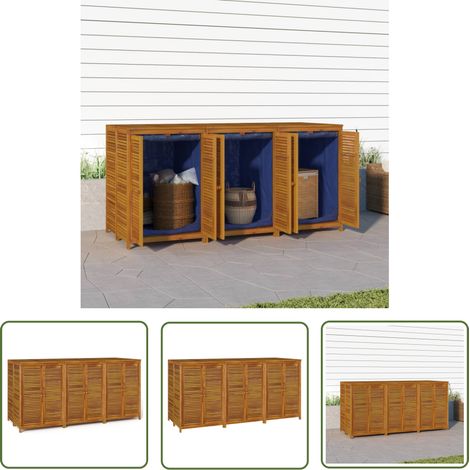 The Living Store Boîte de rangement de jardin 210x87x104 cm bois massif d'acacia - Coffre De Jardin - Rangement Extérieur - Meuble De Jardin - Bois D'acacia - Coffre De Rangement (1/5)