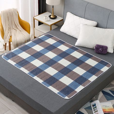 Alèse imperméable à carreaux vintage (120 x 150 cm) – Grand matelas lavable – Protection anti-fuites pour les personnes âgées alitées, pendant les règles et pour les étudiants (1/4)