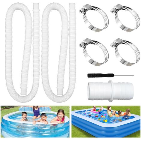 Tuyau Piscine 32mm, 2 Pièces 150 cm Tuyau Pompe Piscine avec 4 Clips de Sécurité et 1 Raccord de Tuyau, Tuyaux de Piscine 32 mm, Tuyau de Piscine pour Pompe de Filtration et Piscine (1/5)