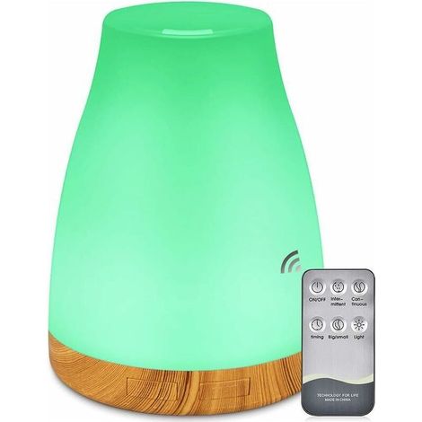 Difusor de aceites esenciales de 300 ml, difusor de aromaterapia, humidificador ultrasónico de aroma, luz LED con 7 colores cambiantes, modos ajustables. (1/5)
