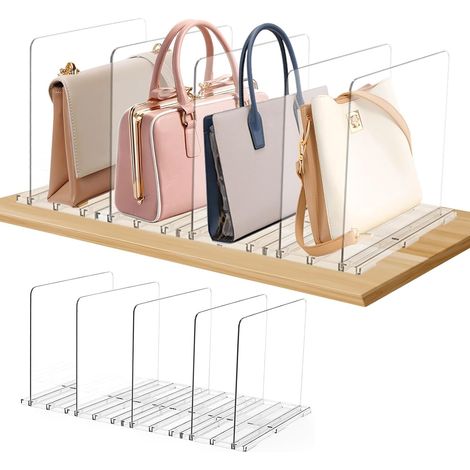 5-teiliges transparentes Handtaschen-Organizer-Regalteiler-Set, Kunststoff-Handtaschen-Organizer, Regalteiler für Bürohandtaschen, Clutches und Einkaufstaschen (1/5)