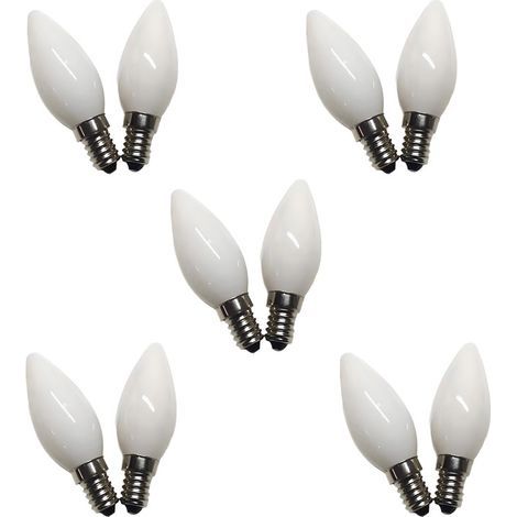 Lot de 10 ampoules LED à filament - Bougie -E12 - Chaude - 3500K,Blanc (1/3)