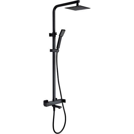 Ensemble baignoire et colonne de douche avec robinet - Barre de douche avec robinets thermostatiques Couleur Noir Mat - Thermostatique pour baignoire (1/4)