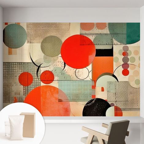 Tapete Vliestapete mit Kleber modern - Wanddeko für Küche - Klebefolie Wand - luxus Look Farbenfrohe Abstraktion 152x104 cm