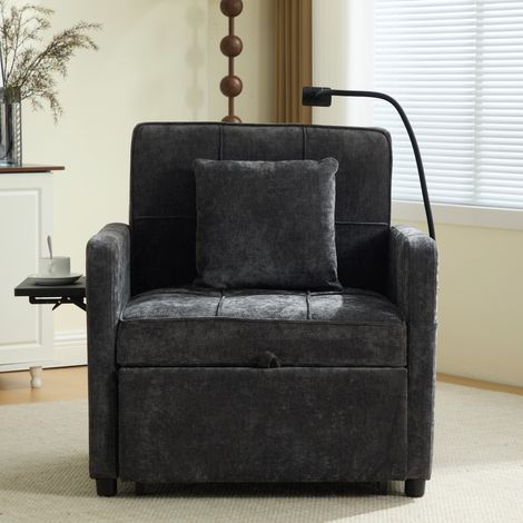 Sessel Schlafsessel aufbewahrung Chenille Dunkelgrau OKMYHOME (1/5)