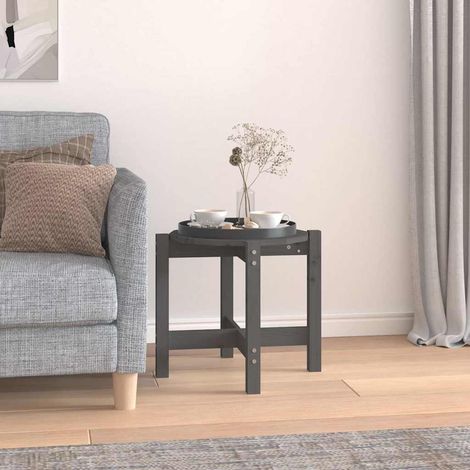 vidaXL Coffee Table Grey 脴 52,5x45 cm Solid Wood Pine (1/5)
