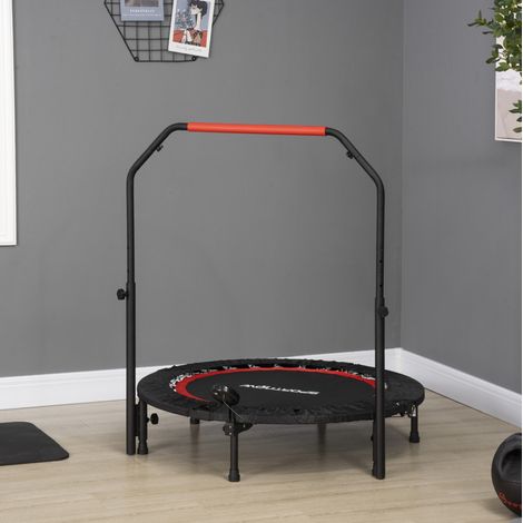 Mini-trampoline fitness 102 cm avec écran LCD, poignée réglable sur 4 niveaux, pliable, noir DESVIAE (1/5)