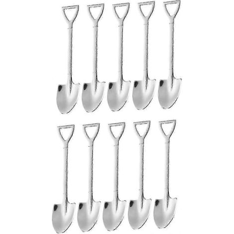 Lot de 10 cuillères à dessert en acier inoxydable en forme de pelle de 15 cm, idéales pour la crème glacée et les fruits, et adaptées à un usage domestique et en cuisine. (1/5)
