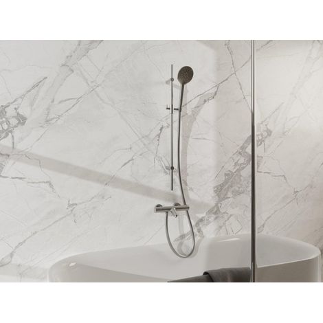 FugaFlow Eccelente Sobrado Mitigeur baignoire - avec barre curseur - douchette ronde - flexible lisse - Inox brossé (1/4)