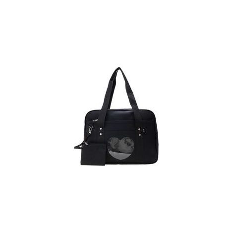 Transparente, herzförmige Handtasche mit großem Fassungsvermögen aus weichem und komfortablem Nylon, ideal zum Shoppen. Schultertasche zum Einkaufen. – Crezuo