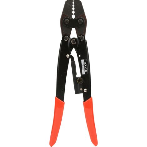 Pince à sertir ratchet HX pour terminals électriques 1.25-10mm² AWG10-6, manches rouges (1/5)