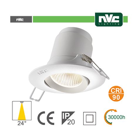Faro direzionabile LED IP20 9W 3000K 700LM 24º FORO:95mm