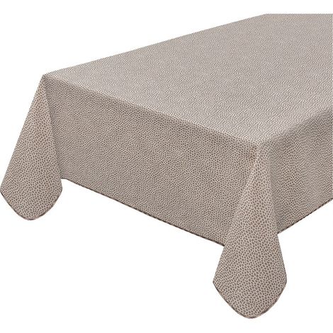 Tovaglia Antimacchia Maculata Bordata Cotone Plastificato Copritavolo Casa Cucina Marrone - 120x160 Cm