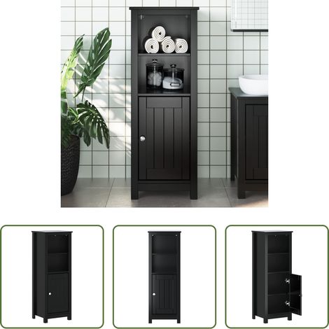 Holz Bad Schrank -  Badschrank BERG Schwarz 40x34x110 cm Massivholz Kiefer