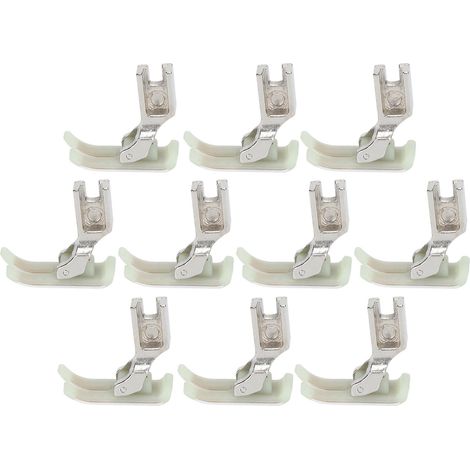 Lot de 10 pieds-de-biche pour machine à coudre industrielle, plats, en acier inoxydable et plastique, MT-18 (1/5)