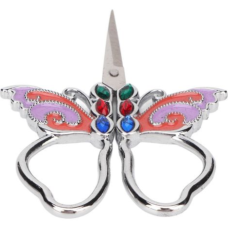 Ciseaux vintage papillon peint, broderie artisanale, couture, surpiqûre, travaux d'aiguille, point de croix, coupe précise, paire robuste. (1/5)