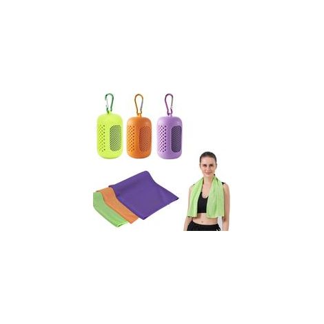 Set mit 3 schnelltrocknenden Sporthandtüchern mit tragbaren Silikonhüllen - Kühlhandtuch - Mikrophasen-Sporthandtuch für Fitness und Outdoor-Sportarten (30 x 90 cm, 3) (1/5)
