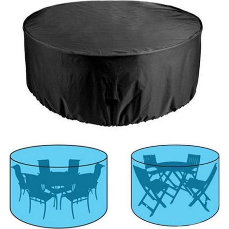 Housse Table Jardin, Bache Salon Jardin Ronde, Bache Protection, Housse Protection Salon Jardin, Protection Extérieure Résistante Imperméable Meubles 210d Oxford, Noir,185x110cm (1/4)