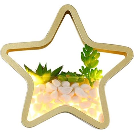 Lampe murale à LED à lumière chaude et succulente, étoile à cinq branches, applique murale moderne minimaliste en métal doré avec abat-jour en acrylique, applique murale for chambre à coucher 3000K Bl (1/5)
